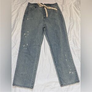 P cill Women's Blue Jeans with Distressed Details